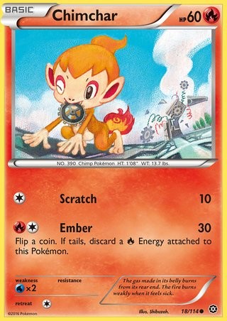 Chimchar 18/114 Common Pokemon Card (XY Steam Siege) — Titan Cards Ltd