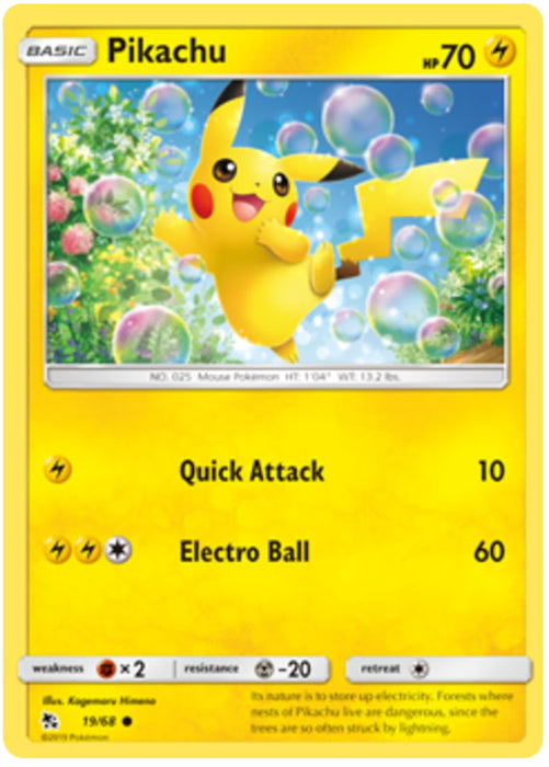 Pikachu 19/68 Common Reverse Holo Pokemon Card (Hidden Fates)