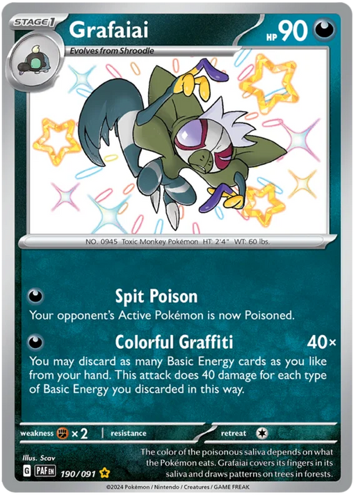 Grafaiai 190/091 Shiny Rare Pokemon Card (SV 4.5 Paldean Fates)