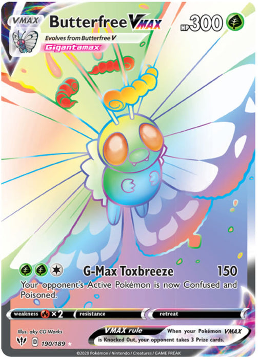 Butterfree VMAX 190/189 Secret Rare Pokemon Card (Darkness Ablaze)