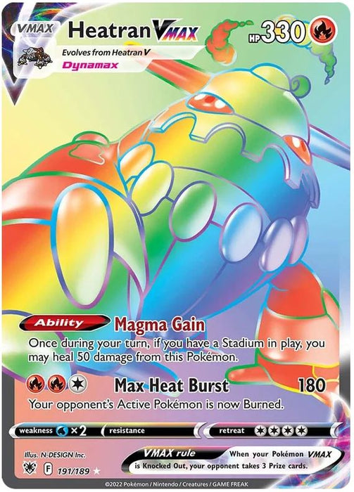 Heatran VMAX 191/189 Rare Rainbow Pokemon Card (SWSH Astral Radiance)