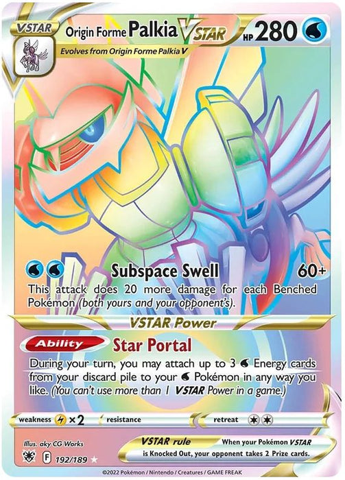 Origin Forme Palkia VSTAR 192/189 Rare Rainbow Pokemon Card (SWSH Astral Radiance)