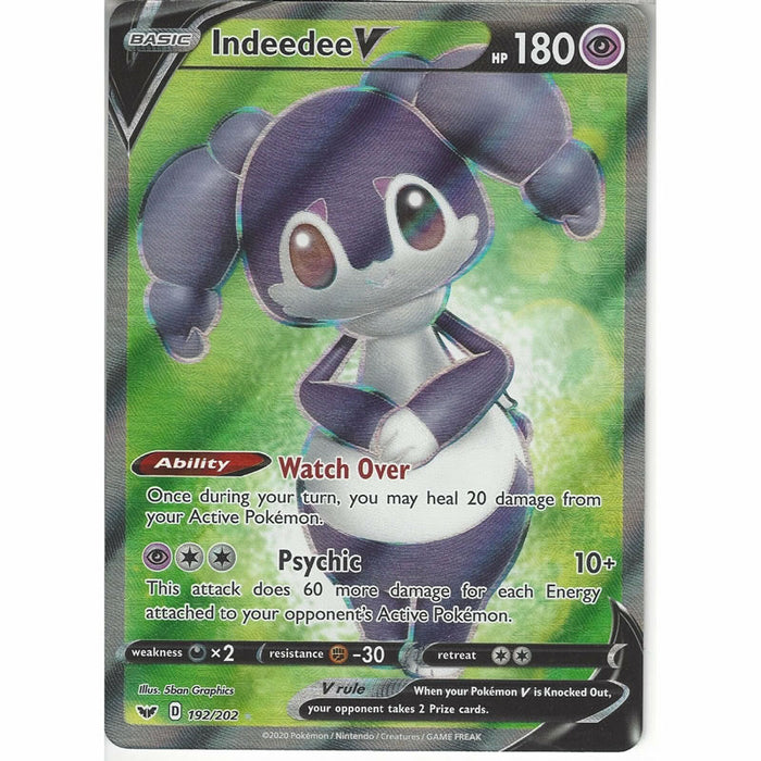 Indeedee V 192/202 Full Art Ultra Rare Pokemon Card (Sword & Shield)