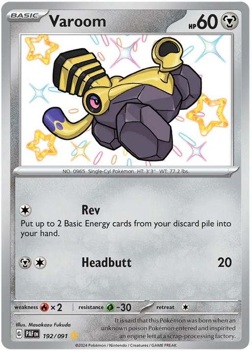 Varoom 192/091 Shiny Rare Pokemon Card (SV 4.5 Paldean Fates)
