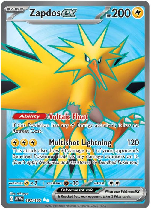 zapdos pokemon card price Zapdos ex 192/165 Ultra Rare Pokemon Card (Pokemon SV 151) — Titan Cards Ltd