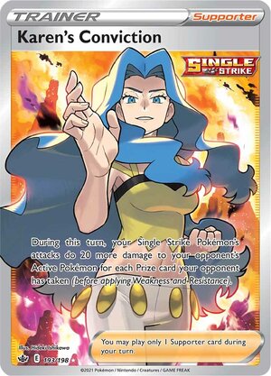 Karen's Conviction 193/198 Ultra Rare Pokemon Card (SWSH Chilling Reign)