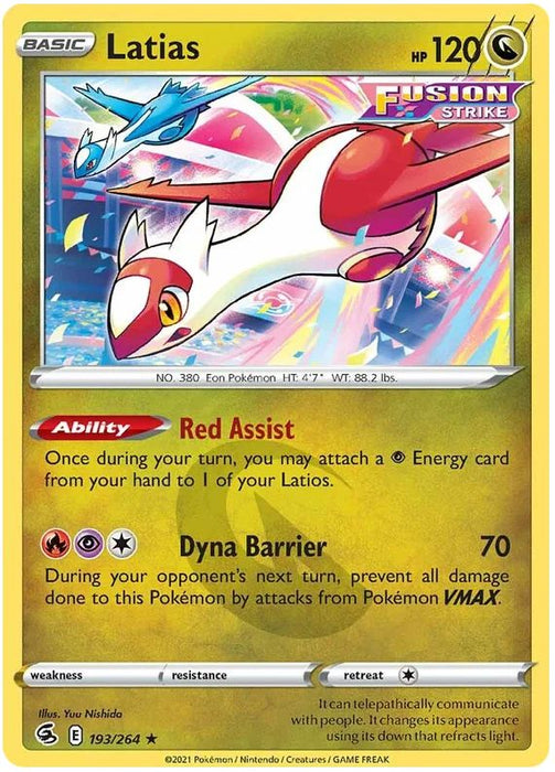 Latias 193/264 Rare Reverse Holo Pokemon Card (SWSH Fusion Strike)