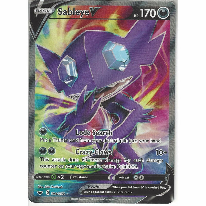 Sableye V 194/202 Full Art Ultra Rare Pokemon Card (Sword & Shield)