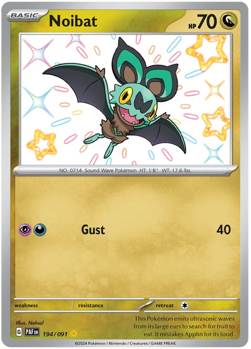 Noibat 194/091 Shiny Rare Pokemon Card (SV 4.5 Paldean Fates)