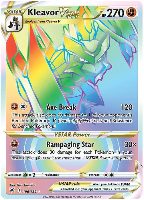 Kleavor VSTAR 196/189 Rare Rainbow Pokemon Card (SWSH Astral Radiance)