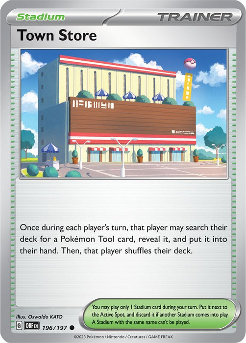 Town Store 196/197 Common Reverse Holo Pokemon Card (SV Obsidian Flames)