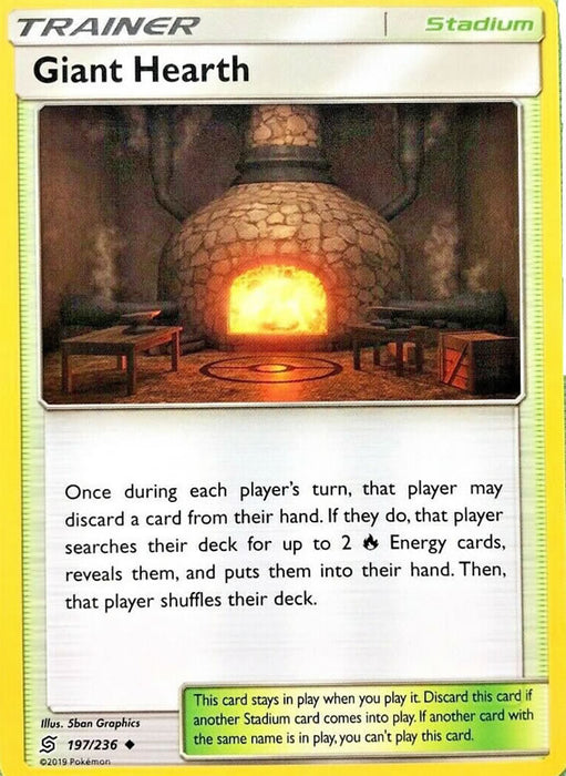 Giant Hearth 197/236 Uncommon Trainer/Stadium Card (Unified Minds)