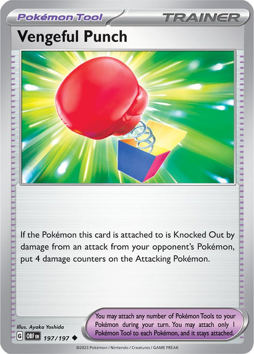 Vengeful Punch 197/197 Uncommon Reverse Holo Pokemon Card (SV Obsidian Flames)