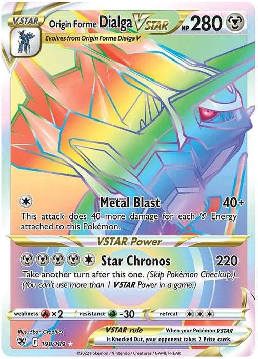 Origin Forme Dialga VSTAR 198/189 Rare Rainbow Pokemon Card (SWSH Astral Radiance)