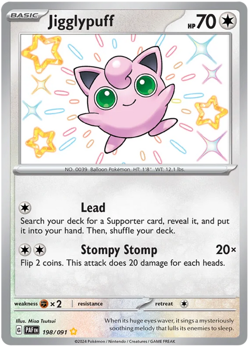 Jigglypuff 198/091 Shiny Rare Pokemon Card (SV 4.5 Paldean Fates)