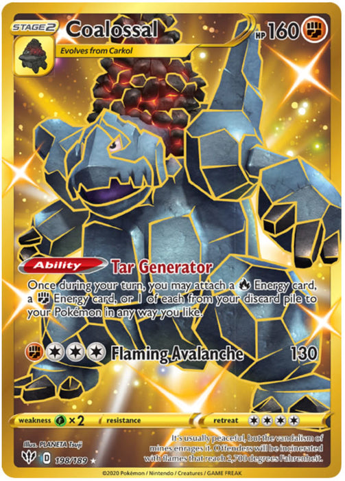 Coalossal 198/189 Secret Rare Pokemon Card (Darkness Ablaze)