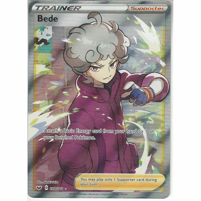 Bede 199/202 Full Art Pokemon Card (Sword & Shield)