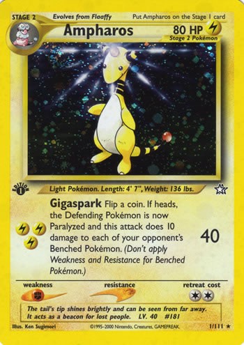 Ampharos 1/111 Rare Holo Pokemon Card (Neo Genesis) — Titan Cards Ltd