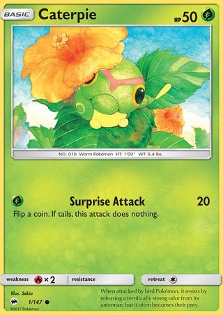 Caterpie 1/147 Common Reverse Holo Pokemon Card (Burning Shadows) Titan Cards Ltd Caterpie 1/147 Common Reverse Holo Pokemon Card (Burning Shadows) Titan Cards Ltd