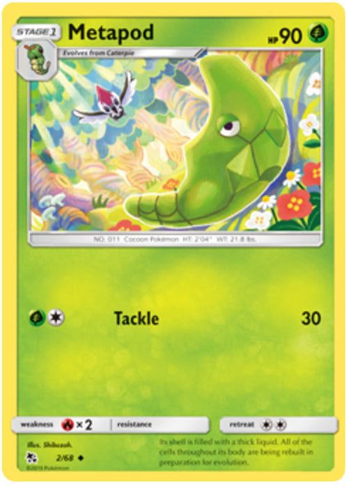 Metapod 2/68 Uncommon Reverse Holo Pokemon Card (Hidden Fates)