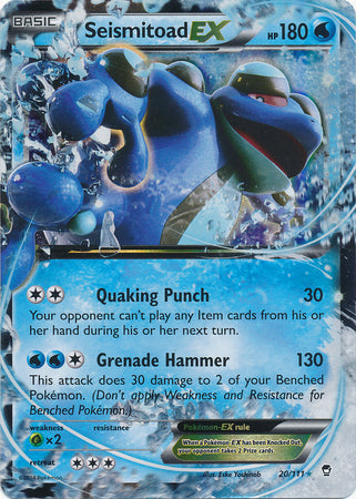 Seismitoad EX 20/111 Ultra Rare Pokemon Card (XY Furious Fists)