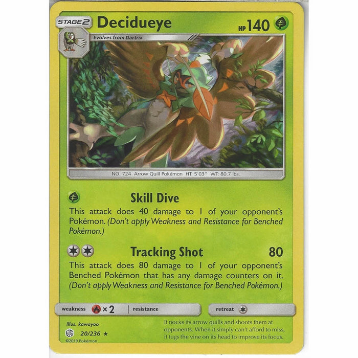 Decidueye 20/236 Rare Holo Pokemon Card (Cosmic Eclipse)