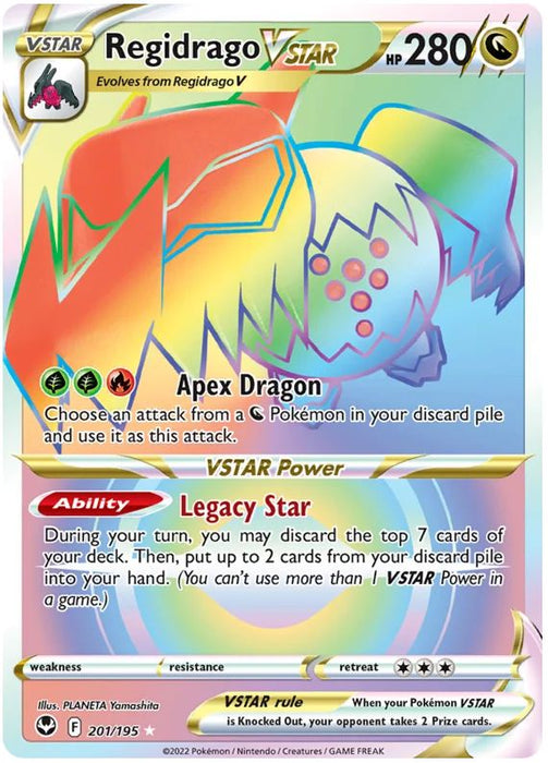 Regidrago VSTAR 201/195 Rare Rainbow Pokemon Card (SWSH Silver Tempest)