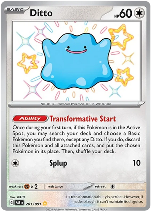 Ditto 201/091 Shiny Rare Pokemon Card (SV 4.5 Paldean Fates)