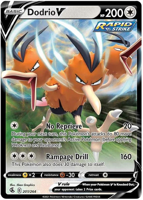 Dodrio V 201/264 Ultra-Rare Rare Pokemon Card (SWSH Fusion Strike)