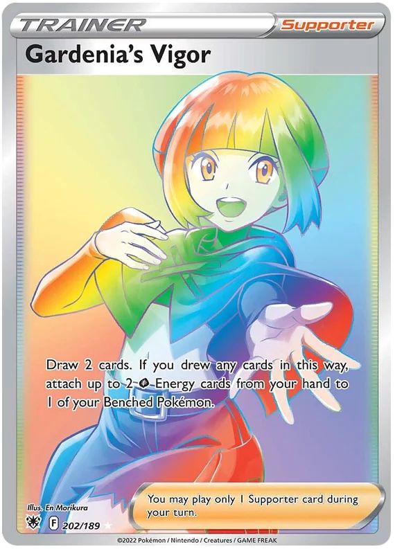 Gardenia's Vigor 202/189 Rare Rainbow Pokemon Card (SWSH Astral