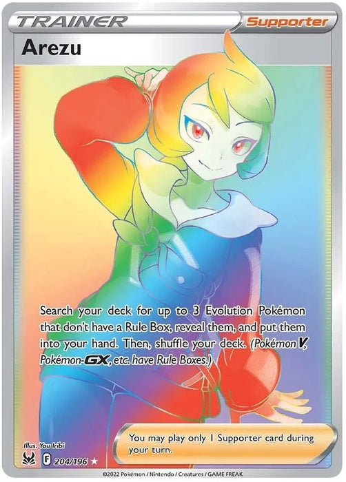 Arezu 204/196 Rare Rainbow Pokemon Card (Sword & Shield Lost Origin)
