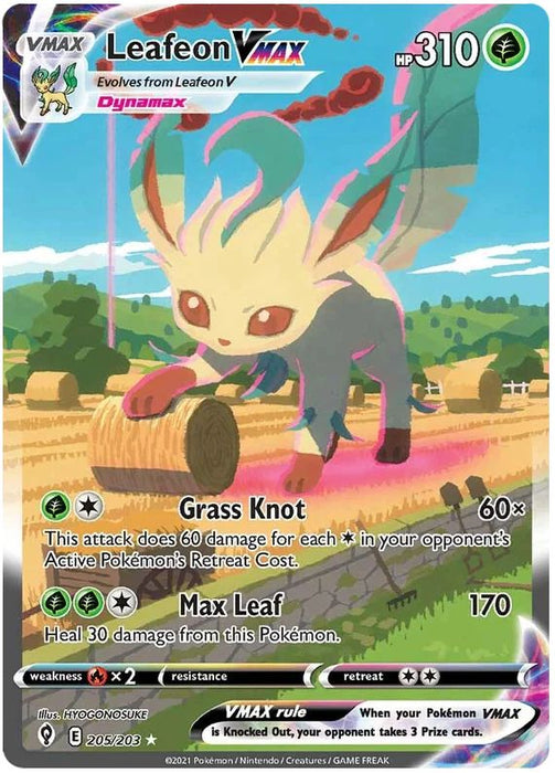 Leafeon VMAX 205/203 Alt. Art Pokemon Card (SWSH Evolving Skies)