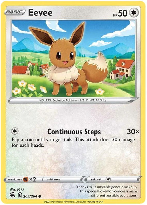 Eevee 205/264 Common Reverse Holo Pokemon Card (SWSH Fusion Strike)