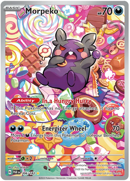 Morpeko 206/182 Illustration Rare Pokemon Card (SV04 Paradox Rift)