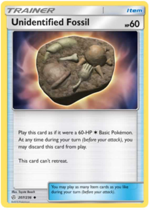 Unidentified Fossil 207/236 Uncommon Pokemon Card (Cosmic Eclipse)