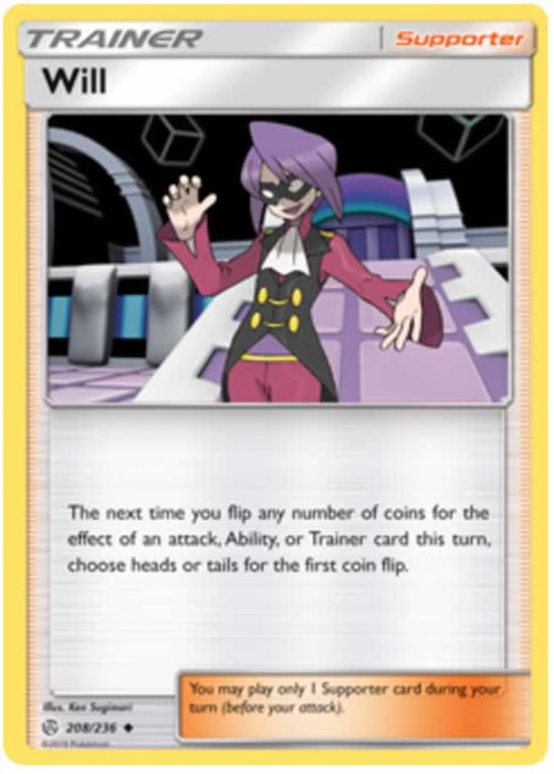 Will 208/236 Uncommon Pokemon Card (Cosmic Eclipse)