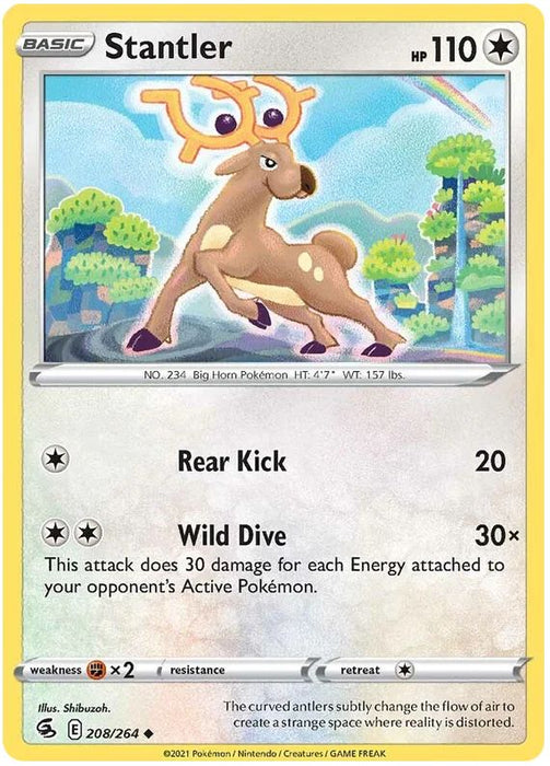 Stantler 208/264 Uncommon Reverse Holo Pokemon Card (SWSH Fusion Strike)