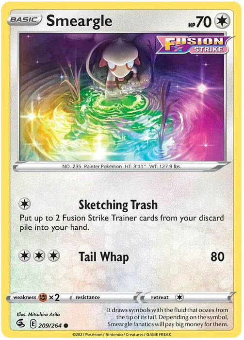 Smeargle 209/264 Common Reverse Holo Pokemon Card (SWSH Fusion Strike)