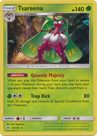 Tsareena 20/149 Rare Holo Pokemon Card (Sun & Moon Base Set)