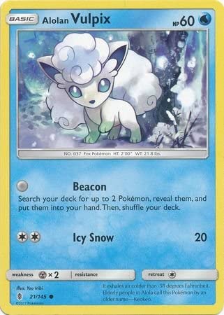 Alolan Vulpix 21/145 Common Reverse Holo Pokemon Card (SM Guardians Rising)