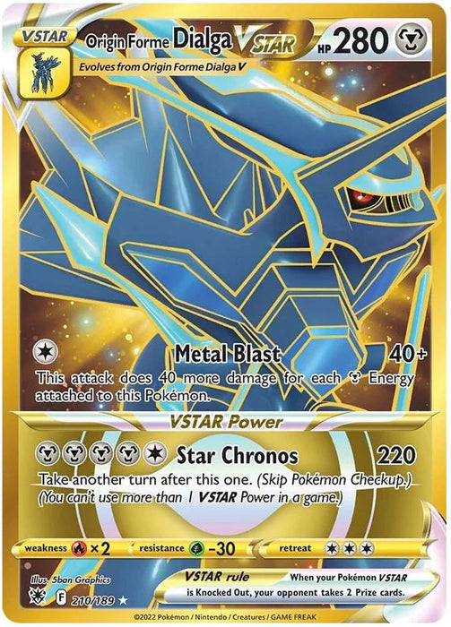 Origin Form Dialga VSTAR 210/189 Rare Secret Pokemon Card (SWSH Astral Radiance)