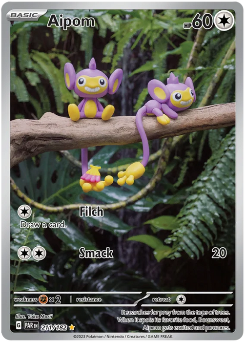 Aipom 211/182 Illustration Rare Pokemon Card (SV04 Paradox Rift)