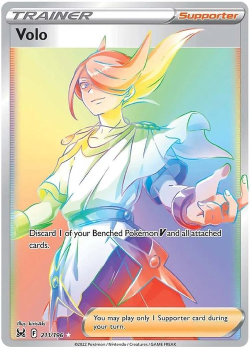 Volo 211/196 Rare Rainbow Pokemon Card (Sword & Shield Lost Origin)