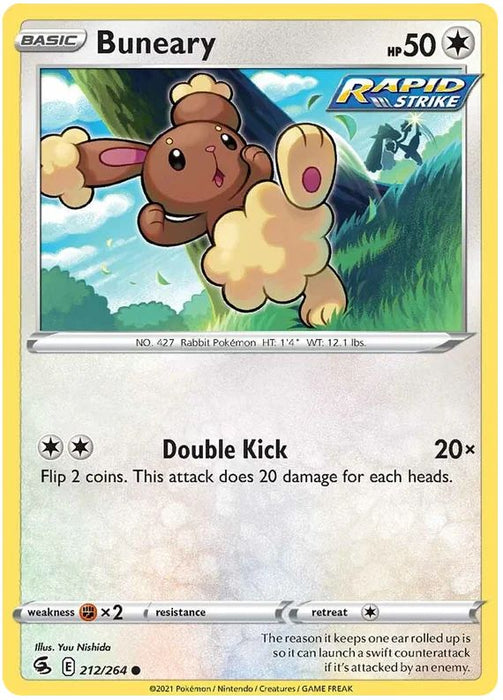 Buneary 212/264 Common Reverse Holo Pokemon Card (SWSH Fusion Strike)