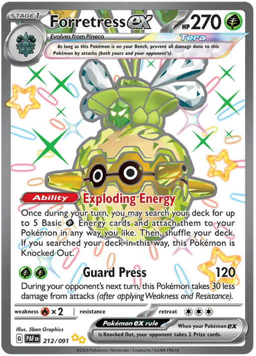 Forretress ex 212/091 Shiny Ultra Rare Pokemon Card (SV 4.5 Paldean Fates)