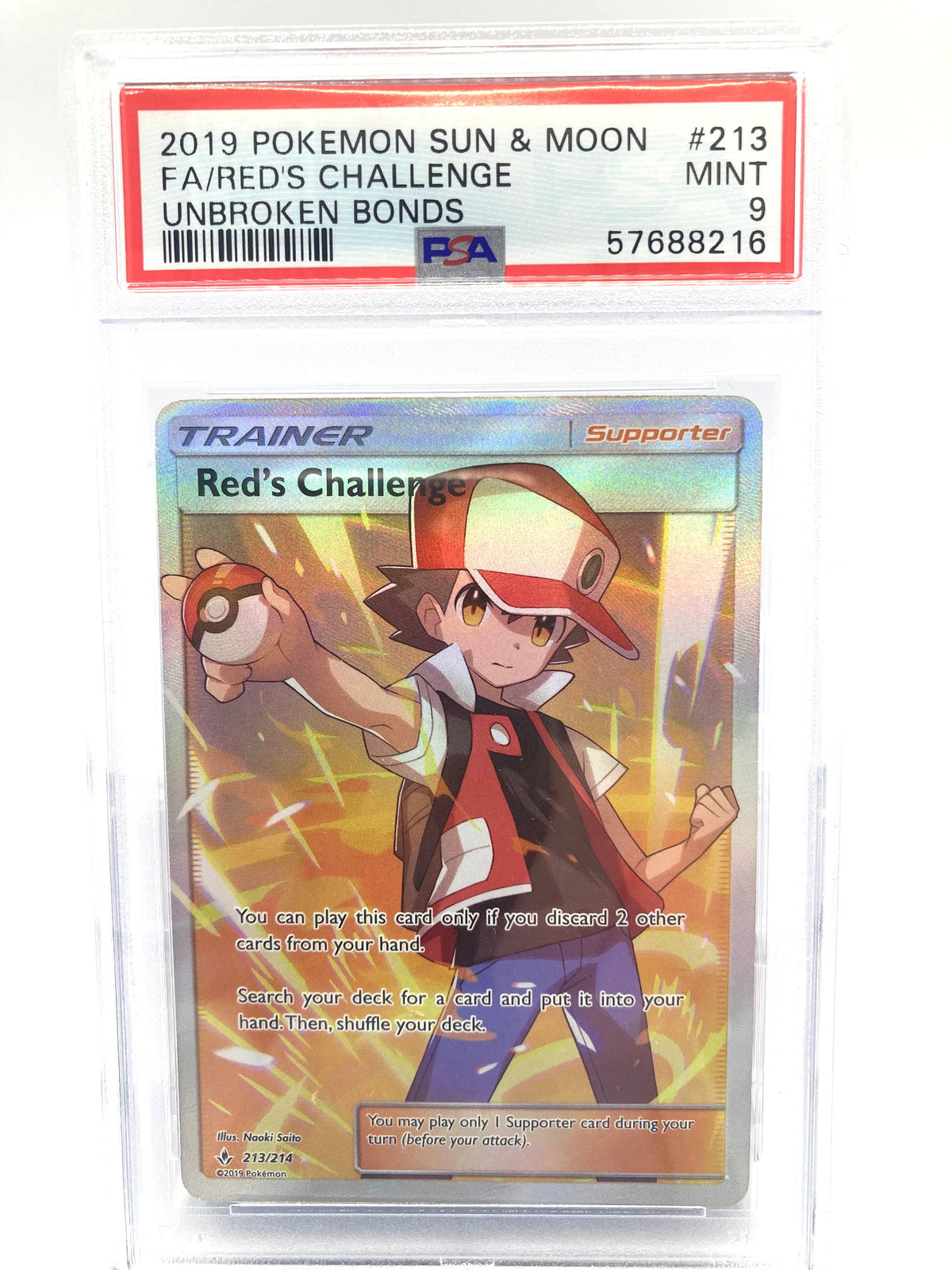 Red's Challenge 213/214 PSA 9 Graded Pokemon Card (Unbroken Bonds)