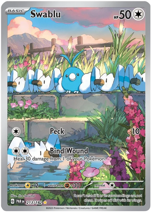 Swablu 213/182 Illustration Rare Pokemon Card (SV04 Paradox Rift)