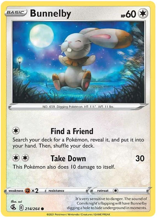 Bunnelby 214/264 Common Pokemon Card (SWSH Fusion Strike)