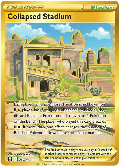 Collapsed Stadium 215/196 Rare Secret Pokemon Card (Sword & Shield Lost Origin)