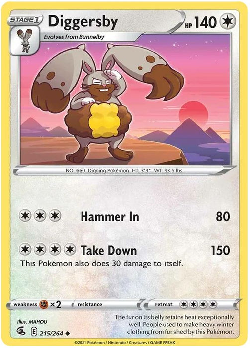 Diggersby 215/264 Uncommon Reverse Holo Pokemon Card (SWSH Fusion Strike)